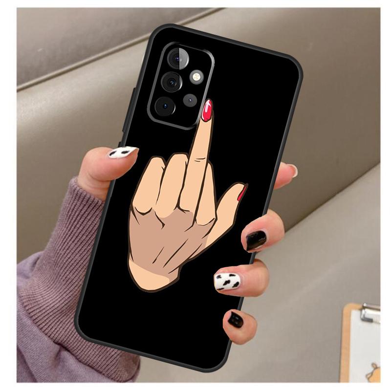 Cartoon Middle Finger For Samsung Galaxy A53 A33 A23 A13 A14 A24 A34 A54 A52 A32 A22 A12 A51 A71 A25 A15 Case