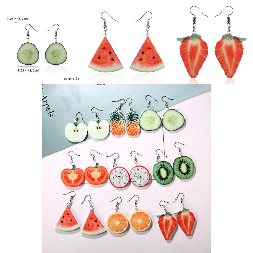 Fresh Fruit Acrylic Earrings For Women Summer Fashion Stylish Jewelry