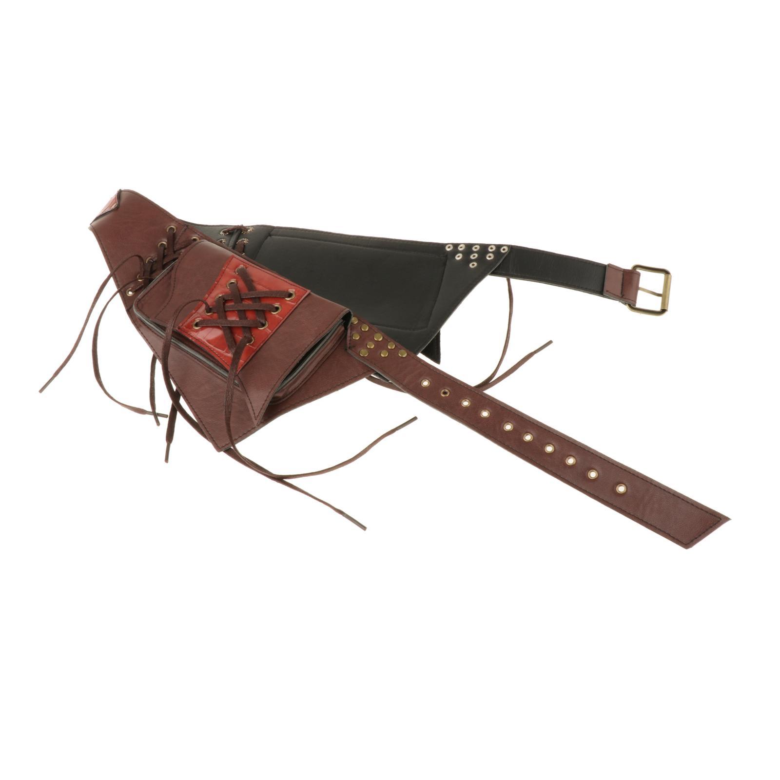 

PU Fanny Pack Costume Purse Casual Wallet Utility Belt Nylon Steampunk Waist Bag Pouch for Cycling Outdoor Cosplay Phone Party коричневый