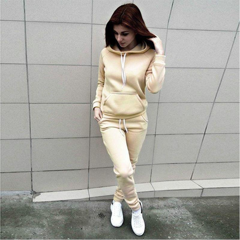 Elegant Women's Fashion Tracksuit Ensemble Luxury Hoodies Sweatshirt And Pant Set