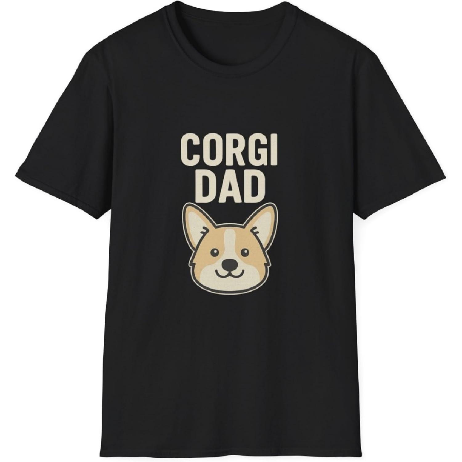 Corgi Dad T-Shirt, Dog Lover Gift, Pet Parent Apparel, Funny T-Shirt(1) S чёрный