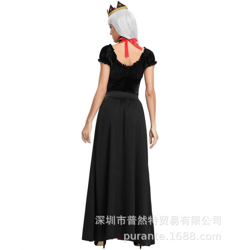 Womens Fantasy Queen Costume With Heart Motif Halloween Witch Vampire Devil Outfit Stage Performance
