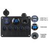 5 Gang Marine LED Rocker Waterproof Digital Voltmeter 12V Outlet Combination Boat Switch Panel Dual USB Port Car Switch Panel