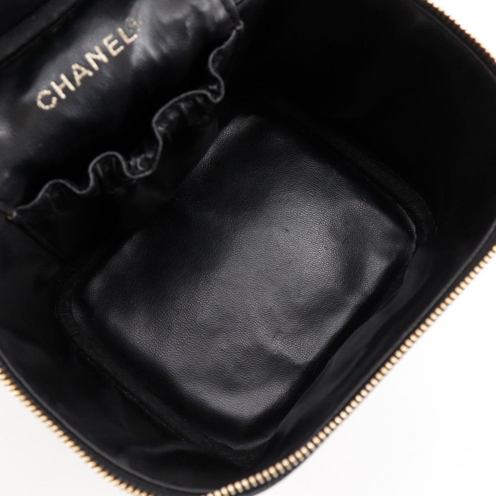 CHANEL Vanity Pouch A01998 COCO Mark black leather Women Used