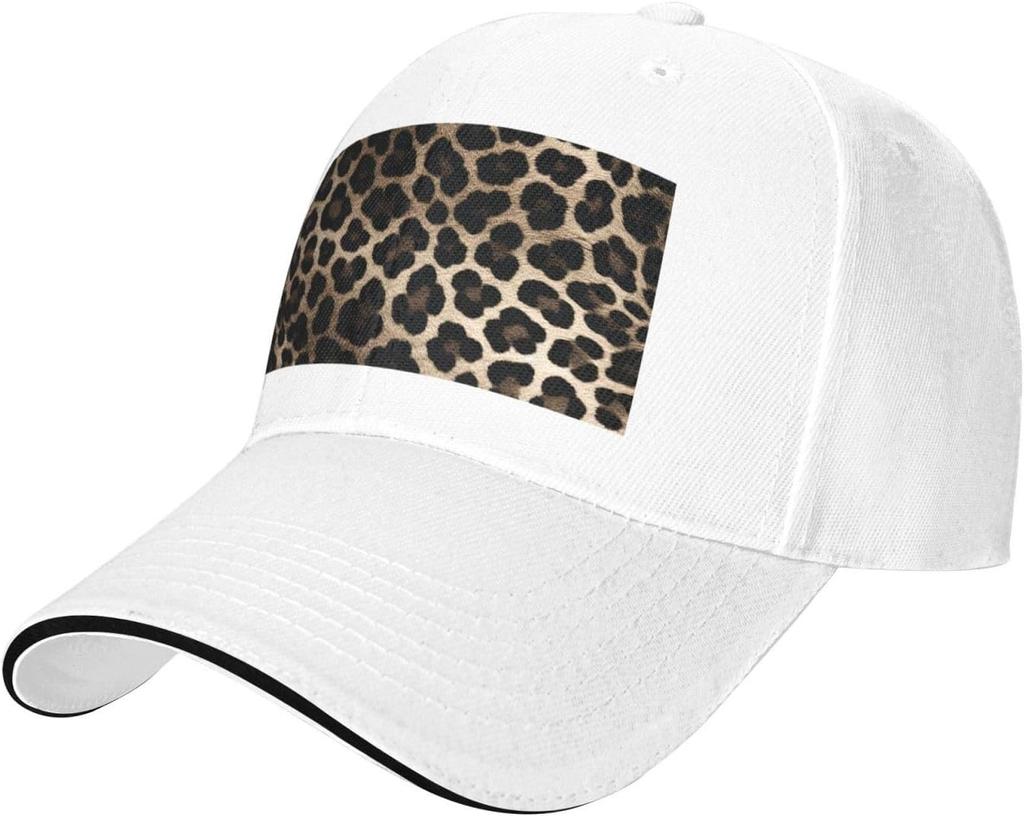 Leopard Print Baseball Cap Polyester Adjustable Sun Protection Casual Dad Hat for Unisex Adults