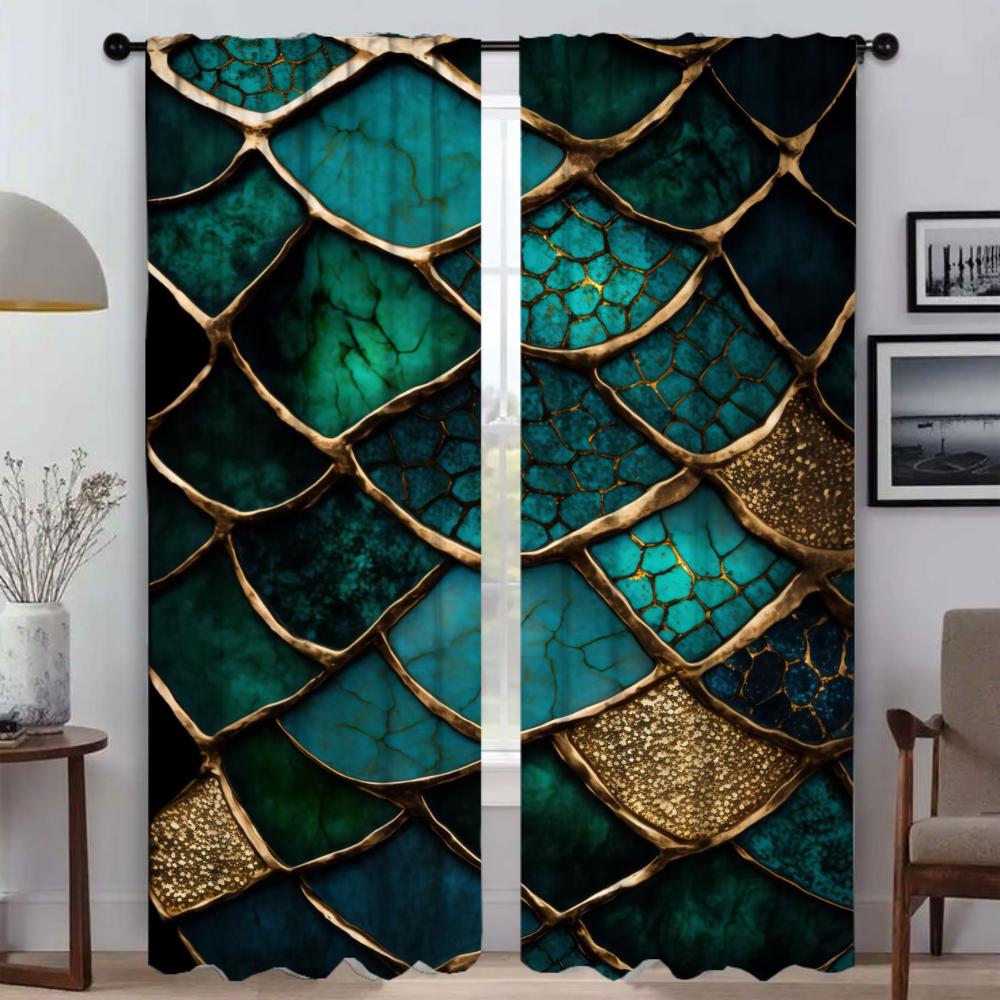 3Abstract Botanic Kintsugi Elegant Room Curtains for Living Room Tulle for Bedroom Partition Blinds Blackout Curtain Shades Home