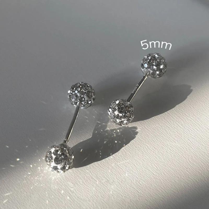 Double-headed Diamond Earrings for Men and Women, Fashionable Twist-on Buckle, Anti-round Beads, Shambhala Ear Bone Studs, Ear Piercings