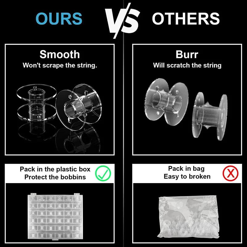 25Pcs Clear Sewing Machine Bobbins Spools Empty Bobbins Spools Plastic Storage Box For Household DIY Sewing Accessories Tools