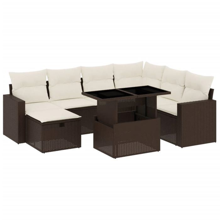 VidaXL Garden Lounge Set 8 Pcs with Brown Cushions Wicker 3274843