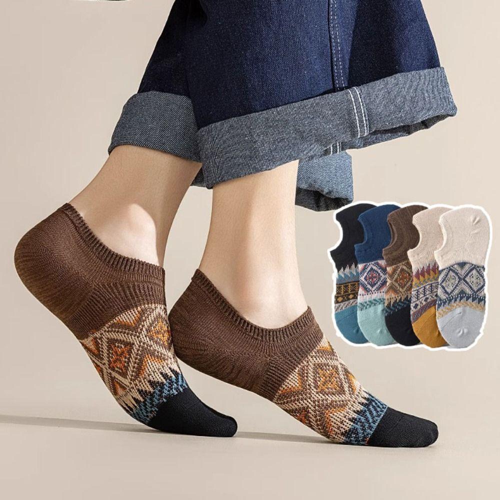 10Pairs Grid Patchwork Low-calf Socks Short Tube Invisible Socks Fashion Retro Boat Socks  Female