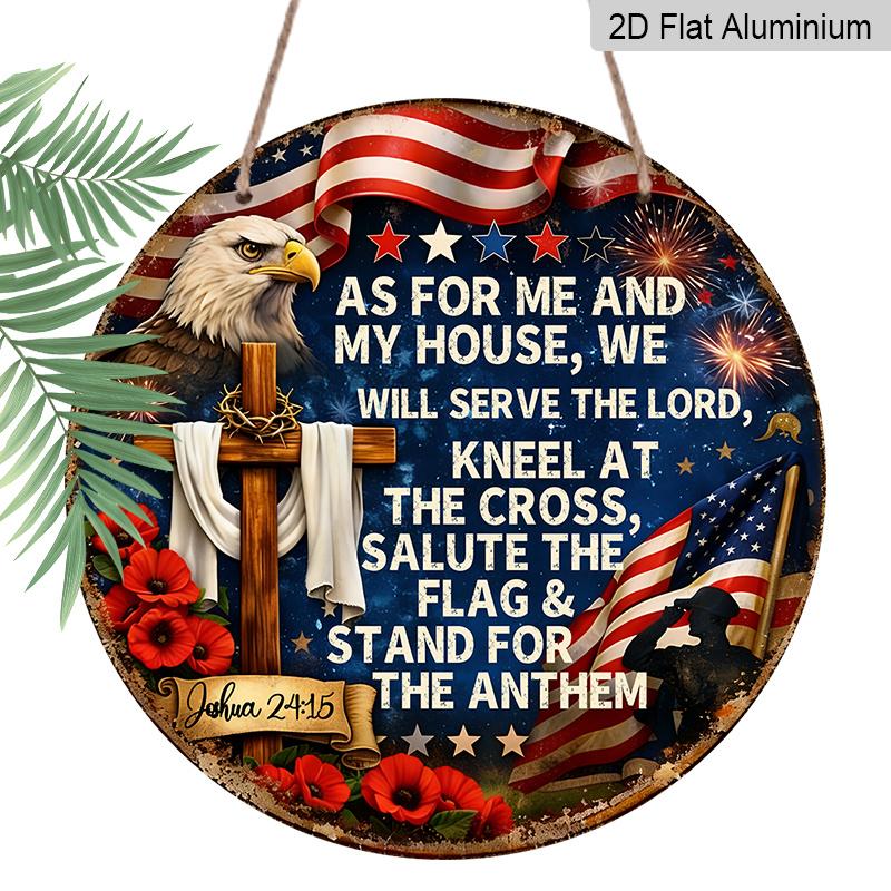 2D flat 1pc aluminum pendant, commemorating American Veterans Day, cross style, size 7.87 inches x 7.87 inches, suitable for patriotic decorations