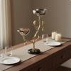 Bird On Branch Serving Bowl Abstract Art Design 2-Tier Fruit Stand Marble Base
