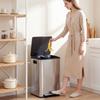 40L Dual Compartment Stainless Steel Bin, with Deodoriser Holders - Silver Tone