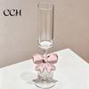 Butterfly Wine Glass Champagne Flutes with 3D Pink Decoration Wedding Glasses Faux Crystal Party Anniversary
