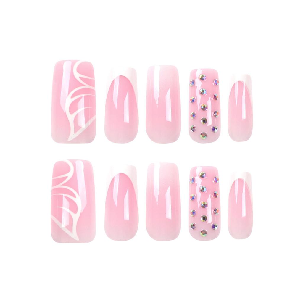 Detachable French Gradient Square Press-On Nails