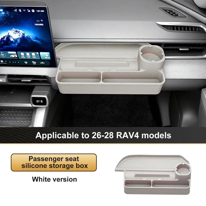 LHD Soft Silicone Co-pilot Dashboard Storage Organizer Tray Box For Toyota RAV4 2026-2028 Car Passenger Console Sundries