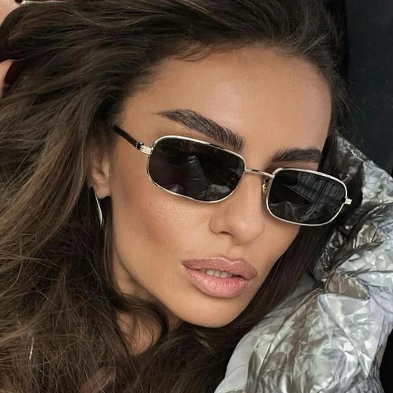 Trendy Small Square Sunglasses Woman Brand Designer Fashion Luxury Women's Sunglasses Vintage Steampunk Metal Frame Eyewear