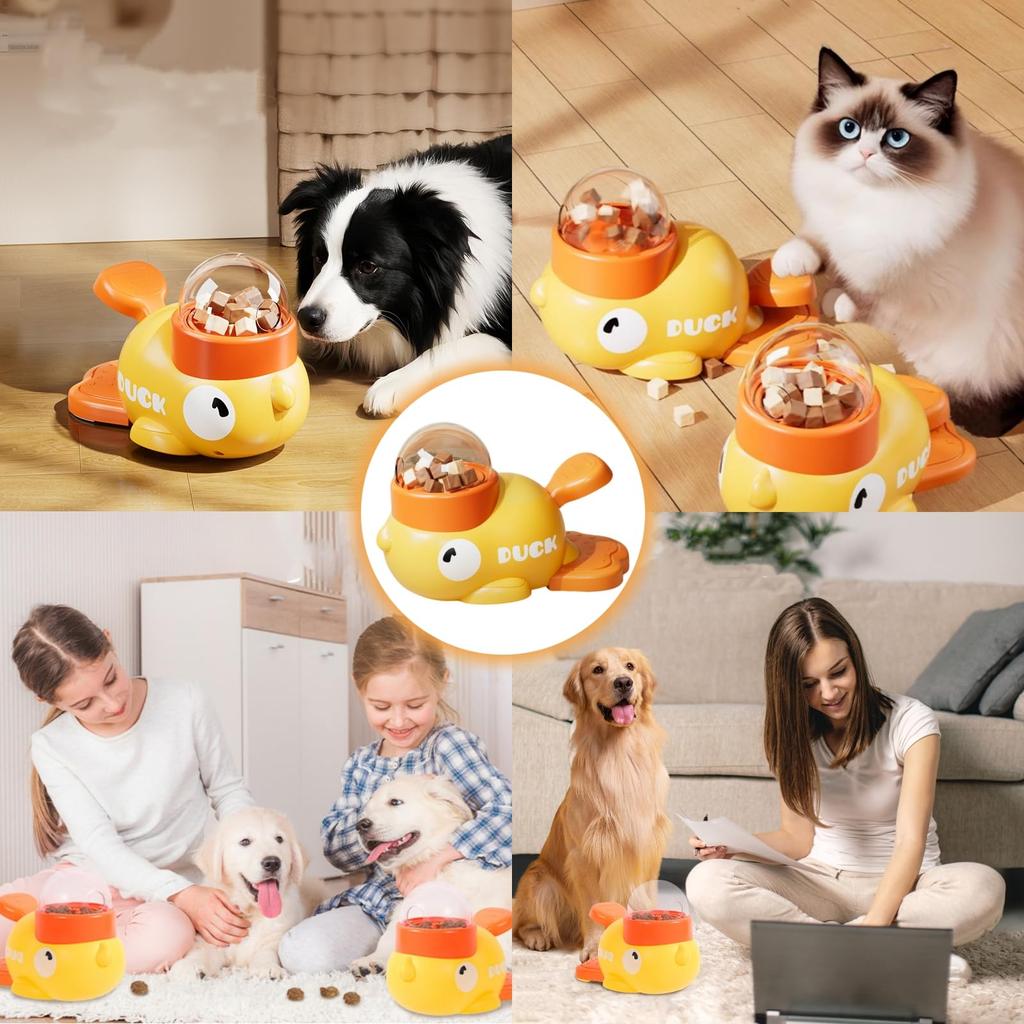 Duck Pet Feeder Automatic Feeder for Cats and Dogs Educational Toy Prevents Overeating Supports Multiple Families Training Toy