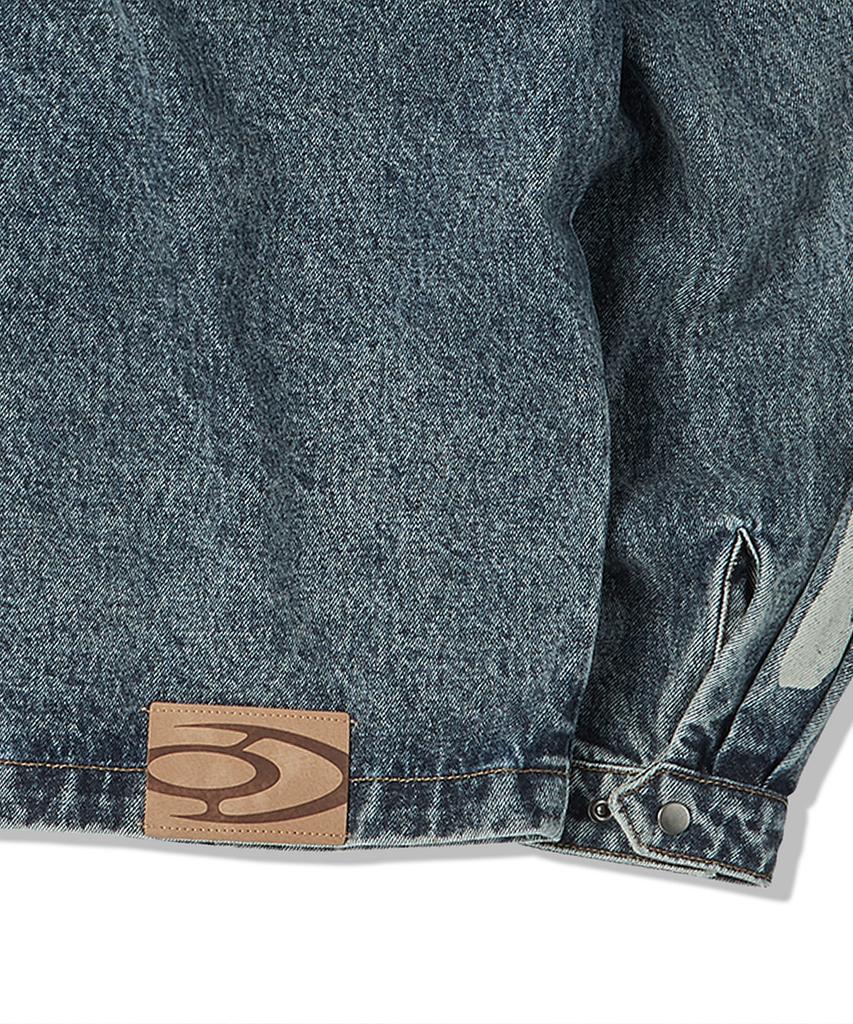 Travel Skeleton Denim Zip-Up Jacket Indigo Blue
