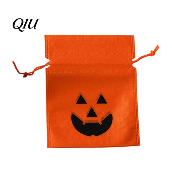 Lightweight Pumpkin Totes for Sweets 5 Pcs Halloween Treats Bag, Non-woven Fabric Candy Small Drawstring Bags Dessert Shops Snack Goodie Party Favors