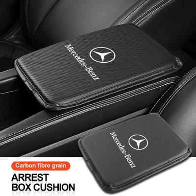 1Pcs Car Armrest Box Mats Leather Center Console Covers Styling For AMG C500 C200 C300 A B C E GLA CLA GLK GL ML GLE
