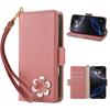 Carina custodia a portafoglio in pelle con coniglio e fiore 3D, supporto per telefono, per iPhone 17 Air 16 15 PM 14 13 12 11 Pro Max XR XS SE 16e 6 7 8 Plus, slot per schede, cover a libro