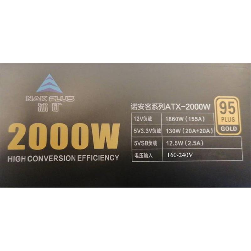 1Set 160V-240V Power Supply 2000W For 6 GPU  Rig Ereum Coin Mining 95 Gold