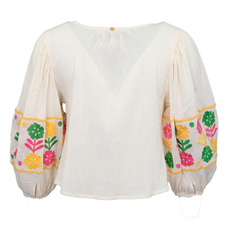 Blouse jaune clair clemence broderie colorée Femme ANTIK BATIK