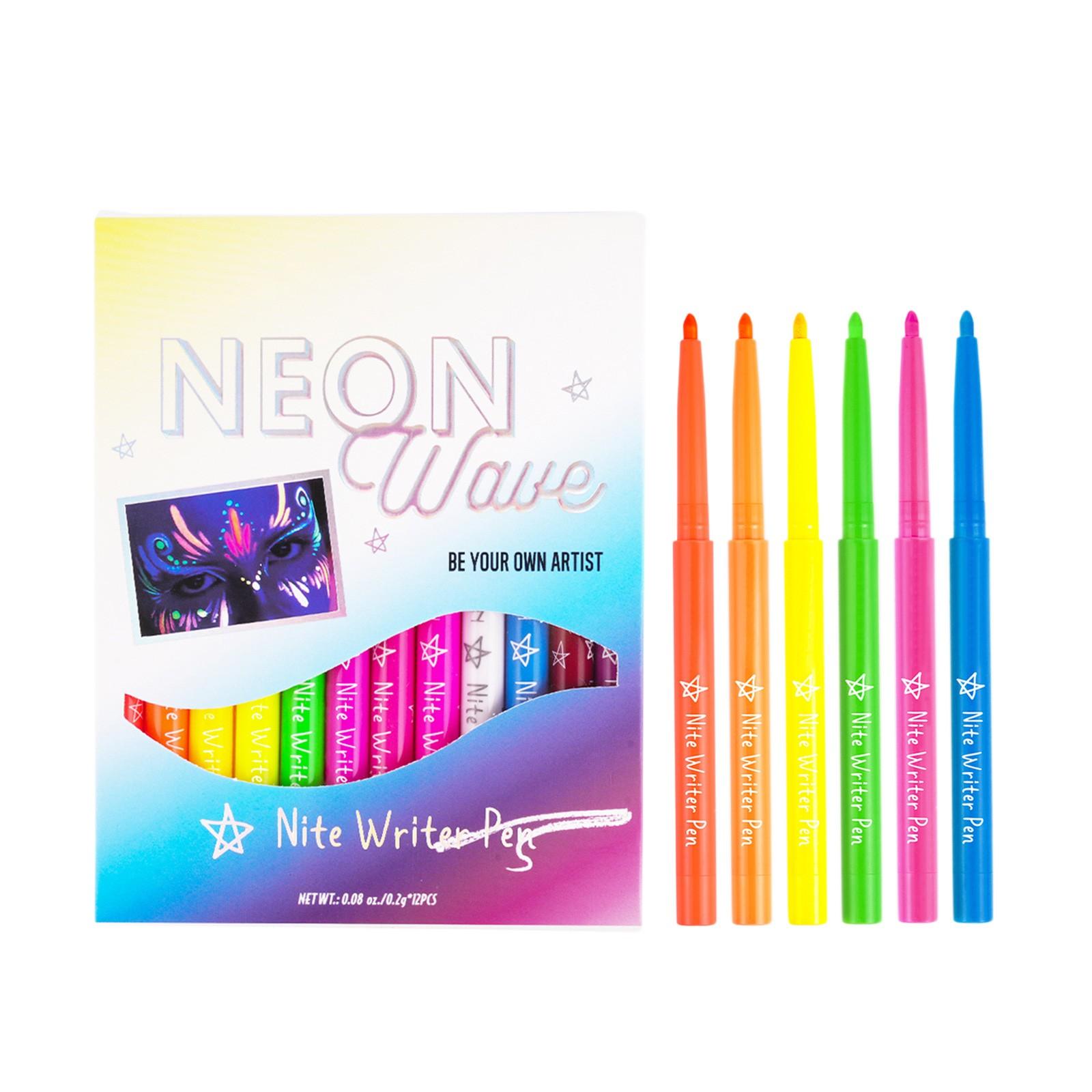 

Набор из 12 светящихся карандашей для век, водостойкие светящиеся в темноте тени для век для создания идеального макияжа для вечеринок и фестивалей белый