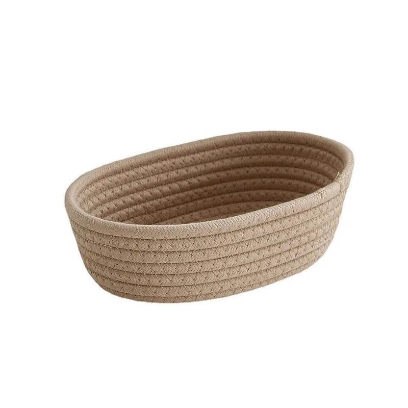 

Desktop Storage Basket Toys Cosmetics Office Stationery Storage Box Hand Woven Cotton Thread Storage Basket Boat Shaped Basket Small 23X13X7CM