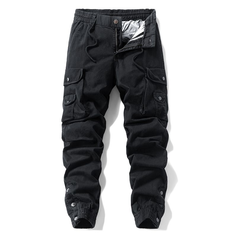 Foreign Trade Export Surplus Autumn and Winter Men's Thickened New Retro Trendy Washed Pure Cotton Multi-Pocket Jogger Cargo Pants