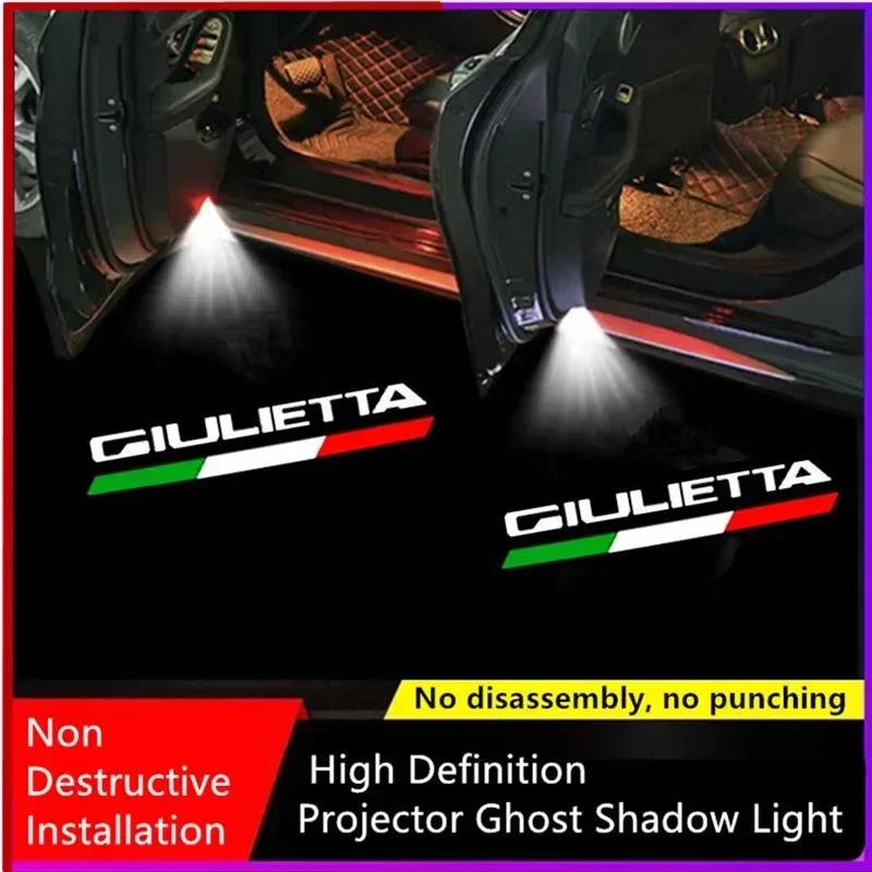 LUBTW1 2PCS For Alfa Romeo LOGO LED Car Door Welcome Light Projector Logo For Alfa159 Mito Stelvio Brera Spider Giulietta Giulia Romeo