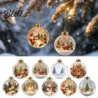 Χριστουγεννιάτικο Δέντρο Κρεμαστά Στολίδια Φωτεινό Στολίδι Χριστουγεννιάτικης Ιστορίας Μίνι Σκηνικό Γιορτών σε Μπάλα Διακόσμηση Δώρο για Φίλους Φωτιζόμενο Ακρυλικό Διαφανές