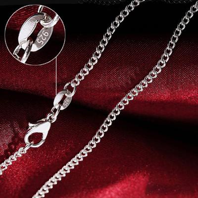 Collier chaîne latérale en argent sterling 925 pur 16/18/20/22/24/26/28/30 pouces 2 mm pour femme homme Mode Mariage Charme Bijoux