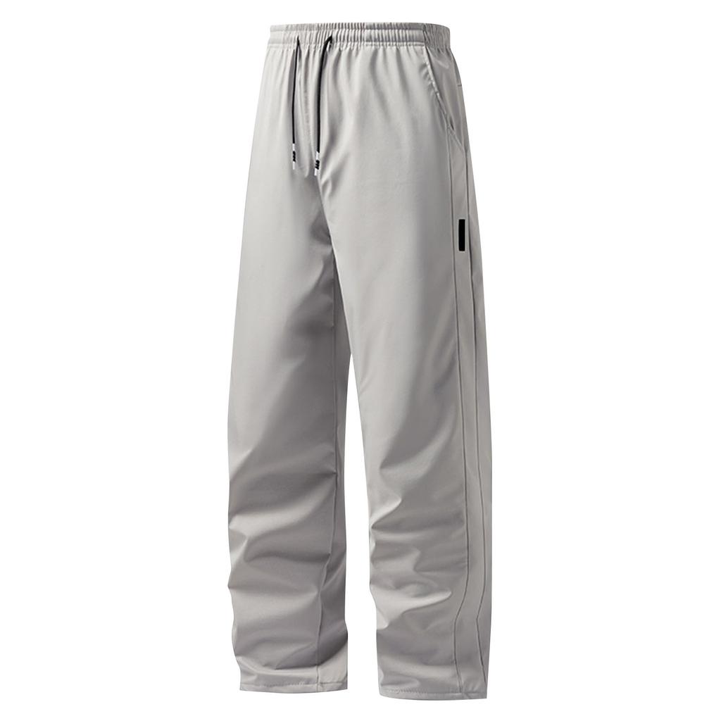 Men's Plush Casual Sports Pants Loose Warm Straight Solid Color Trousers
