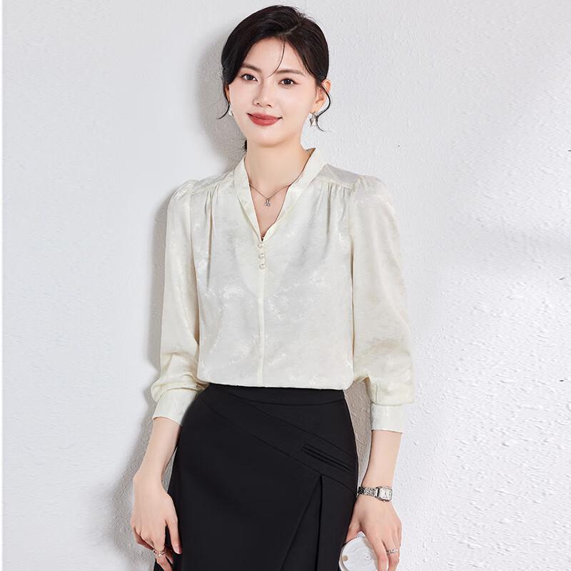

Women s Elegant V-Neck Long Sleeve Blouse M