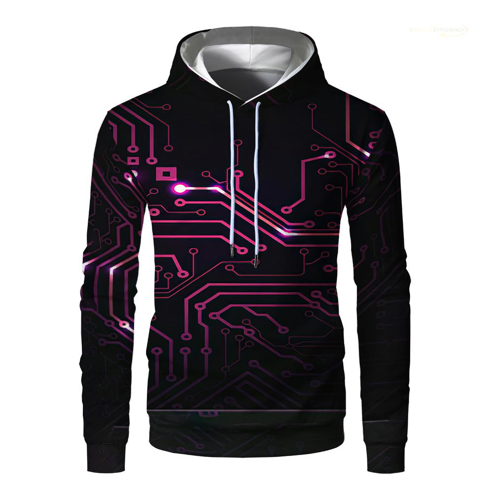 2023 Electronic Chip Pattern Fashion Devil 3D Printing Hoodie Men's Casual Funny Pullover Hip Hop