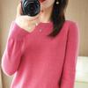 Women's Round Neck Sweater: Solid Color Knit Pullover for Autumn/Winter, Long Sleeve, Lightweight and Short.