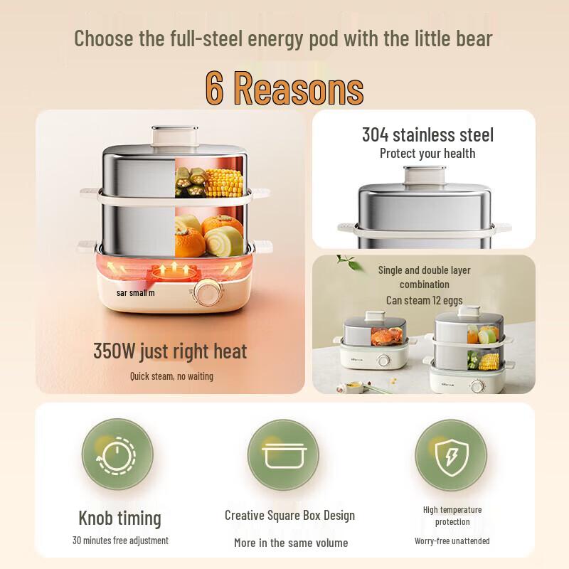 Bear Automatic Multi-functional Egg Cooker & Steamer CN plug (adapter included)