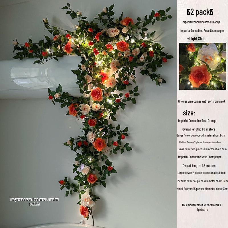 Rose Vine Artificial Flower Decor for Air Conditioner Pipes or Balcony Railings