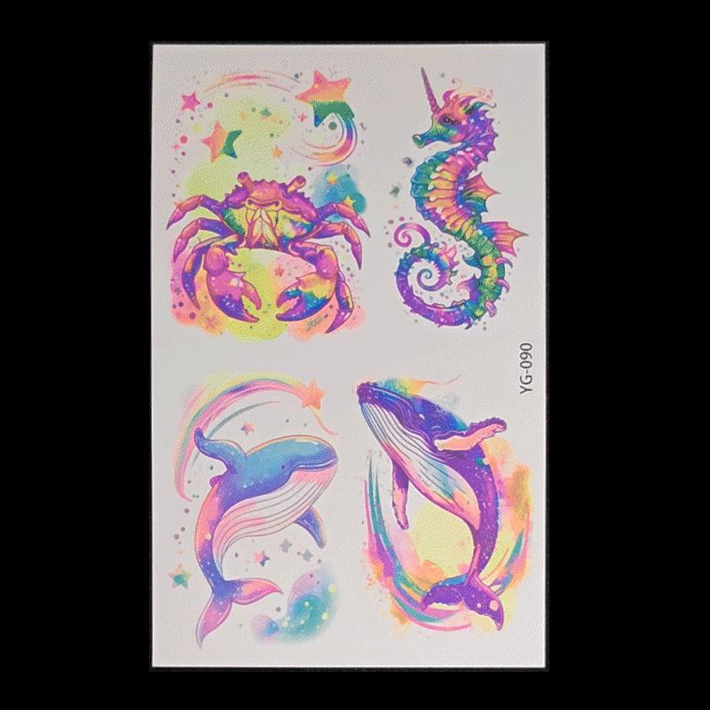 's New Fluorescent Butterfly Tattoo Sticker Music Festival KTV Concert Party Disposable Waterproof