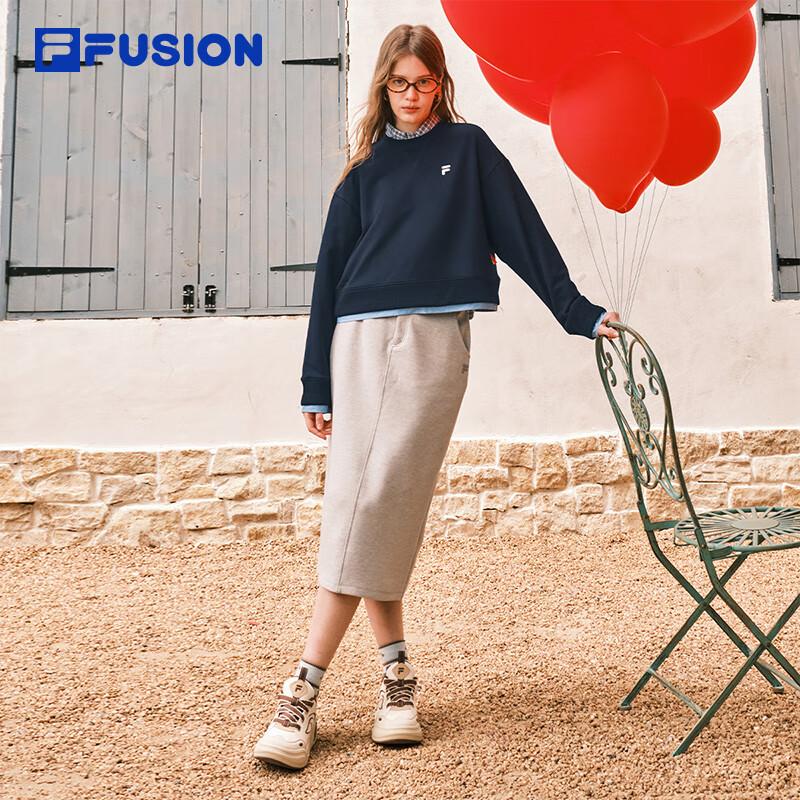 FILA FUSION Women's Faux Two-Piece Short Pullover Sweatshirt