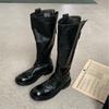 The same shoes retro washed horse leather versatile and thin zipper thick heel platform knight boots
