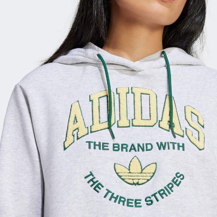 Adidas Originals Vrct Embroidered Logo Loose Long Sleeve Hoodie Women Hoodie Grey IT9846