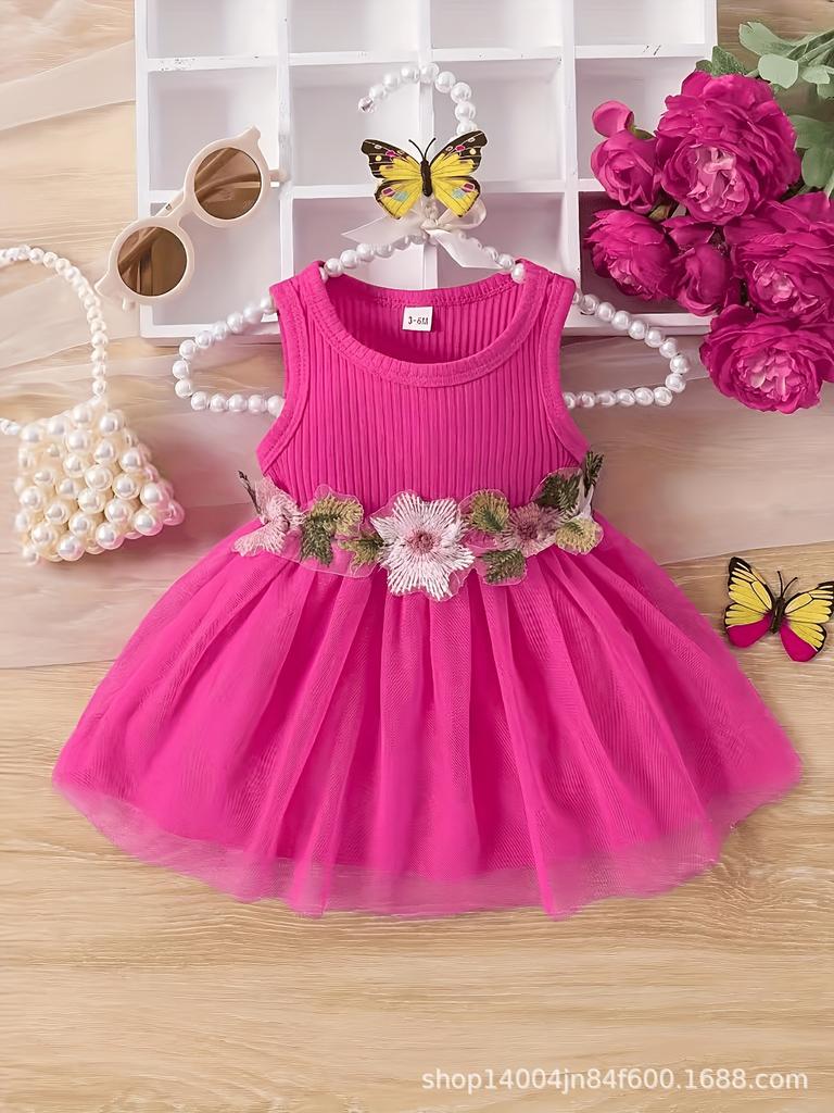 Baby Girl Floral Sleeveless Dress - Cute & Comfortable Gift