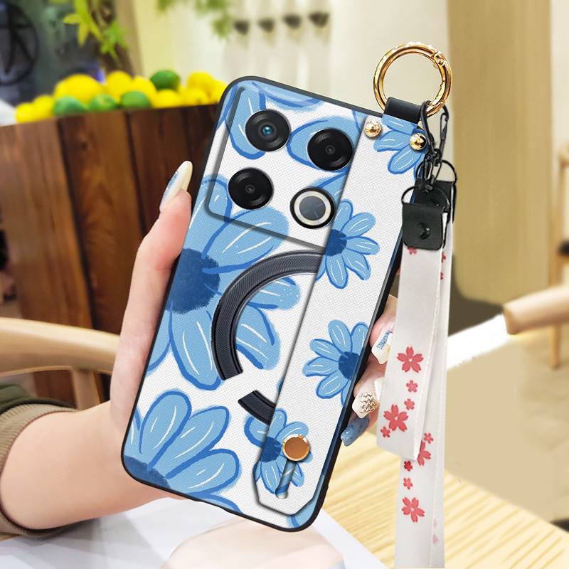 Lanyard Anti-dust Phone Case For infinix GT 20 Pro/X6871 Wristband Flower Back Cover Waterproof Shockproof Soft case