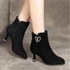 New Spring Autumn Fashionable Versatile Pointed High Heels Short Boots Women Elegant Simple warm Side Zipper Women's Shoes