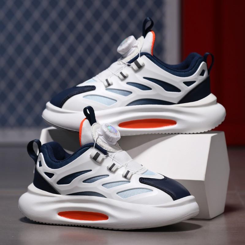Kids Lightweight Running Shoes With Rotating Buckle Girls Boys Winter Comfortable Sport Sneakers
