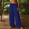 Women Loose Fit Wide Leg Elastic Waist Drawstring Palazzo Pants Casual Lightweight Summer Trousers for Daily Wear