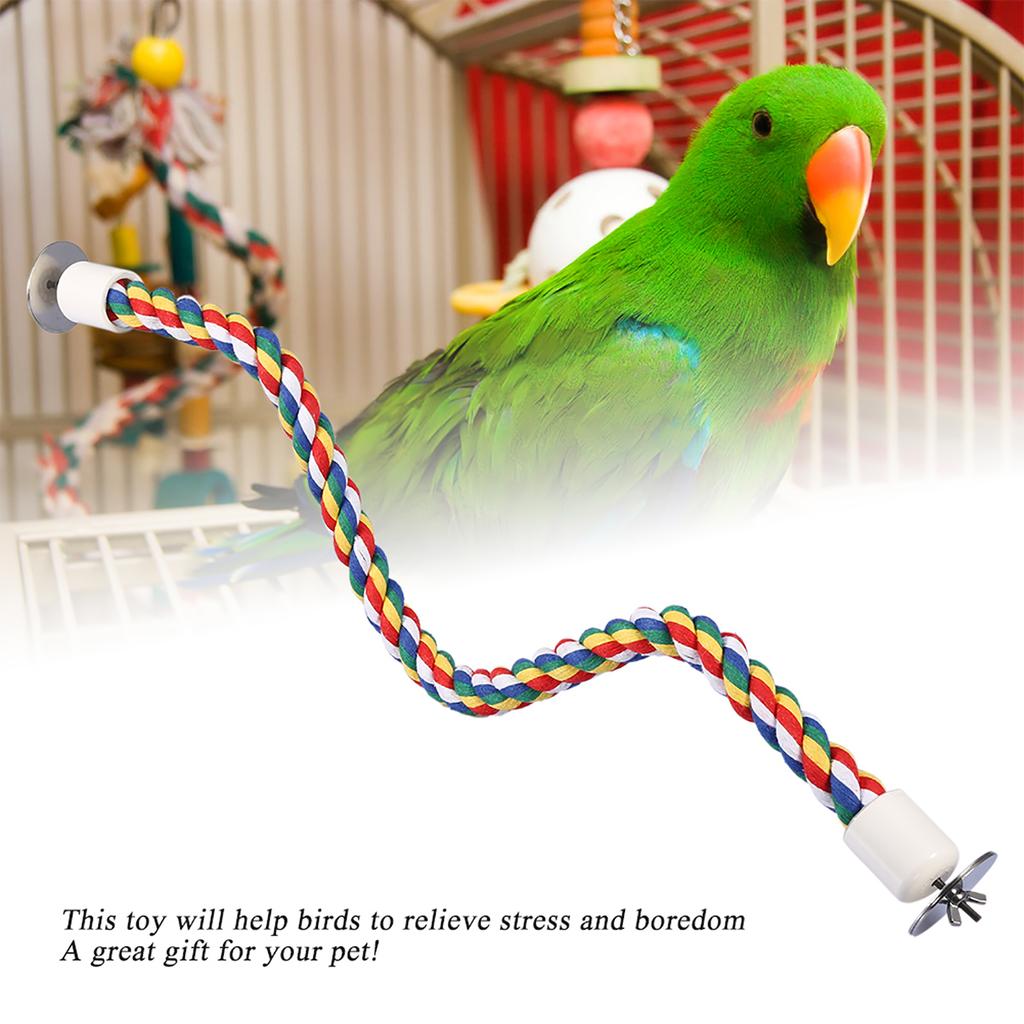 Bird Parrot Colorful Cotton Rope Standing Perch Bird Bungee Toy